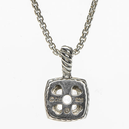 David Yurman Sterling Silver Diamond White Topaz 7mm Petite Albion Pendant Necklace 4 of 5