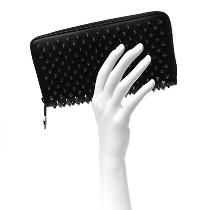 Christian Louboutin Calfskin Panettone Spiked Zip Around Wallet Black 2 of 8