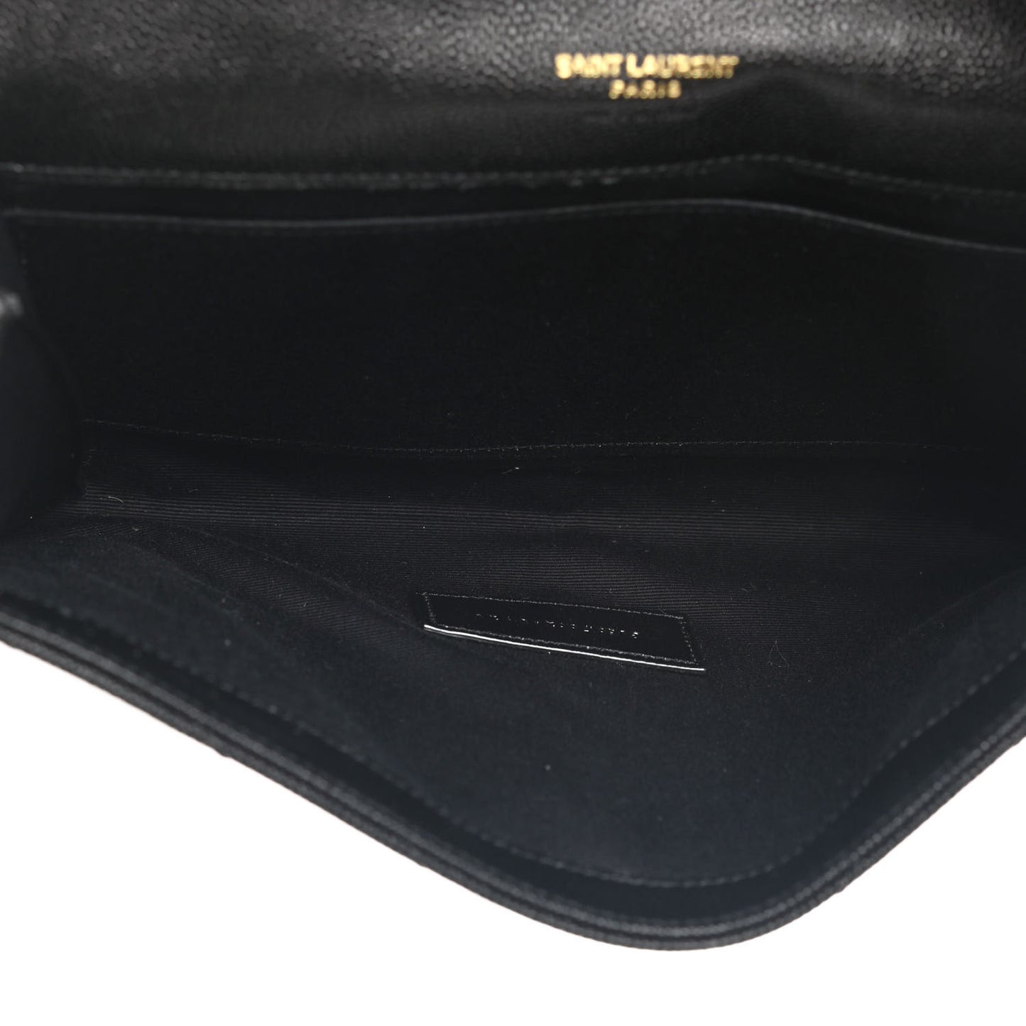 Grain De Poudre Matelasse Chevron Monogram Envelope Clutch Black