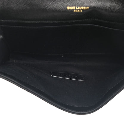 Saint Laurent Grain De Poudre Matelasse Chevron Monogram Envelope Clutch Black 5 of 7