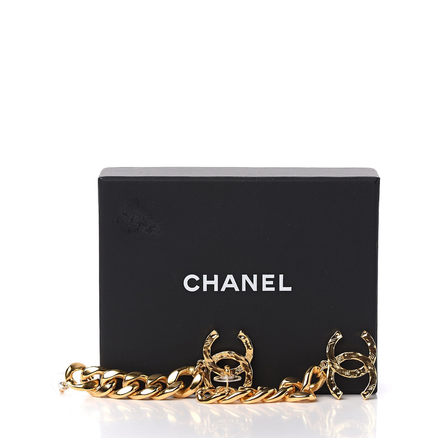 Metal CC Pick Drop Earrings Gold