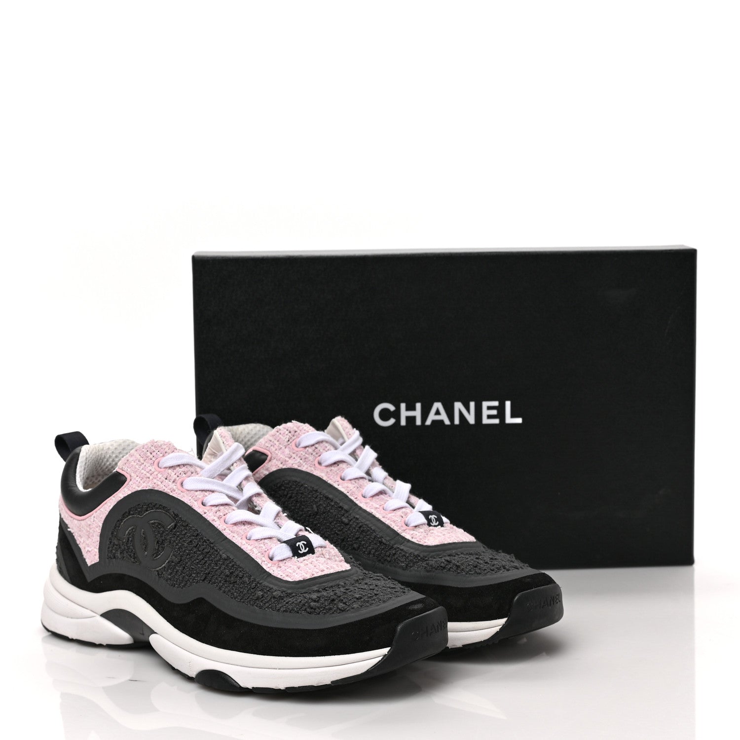 Chanel Suede Tweed CC Sneakers 40.5 Grey Pink 9 of 9