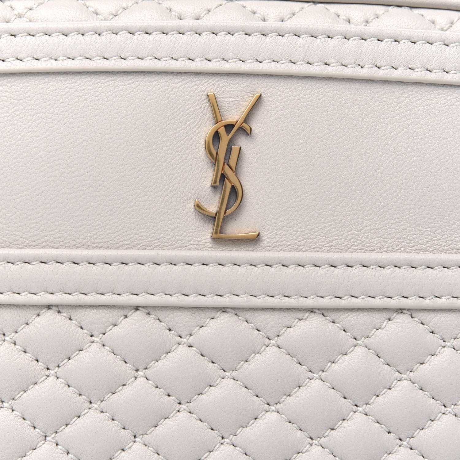 Saint Laurent Lambskin Quilted Victoire Camera Bag Blanc Vintage 5 of 5
