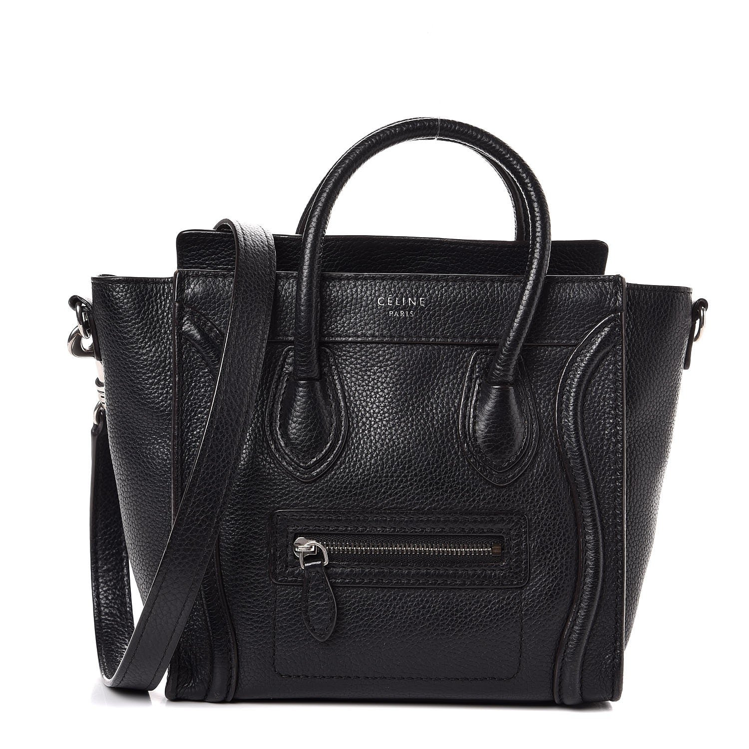 Celine Drummed Calfskin Nano Luggage Black 1 of 7