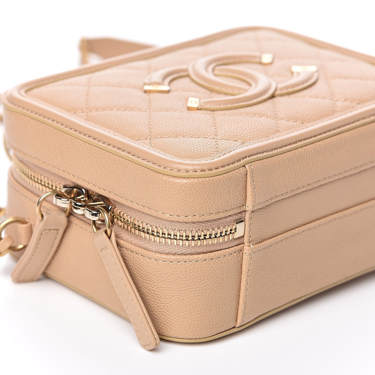 Chanel Caviar Quilted Small CC Filigree Vanity Case Beige 8 of 12