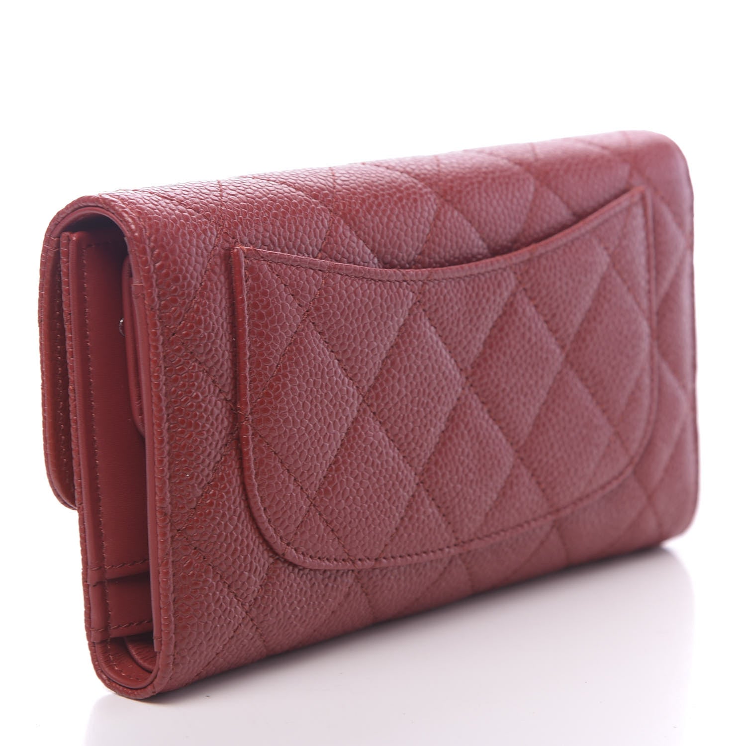 Chanel Caviar Quilted Long Flap Wallet Dark Red 3 of 9