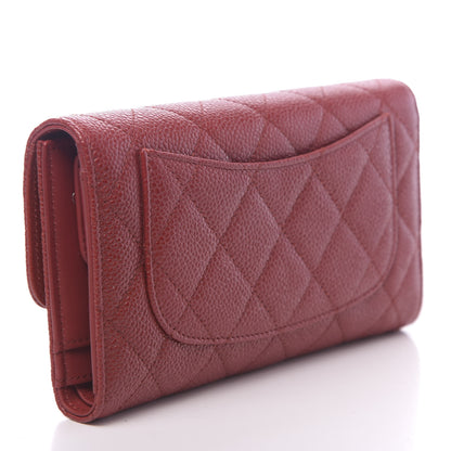 Chanel Caviar Quilted Long Flap Wallet Dark Red 3 of 9