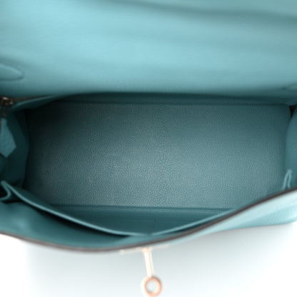 Hermes Taurillon Clemence Kelly Retourne 28 Bleu Atoll 5 of 11