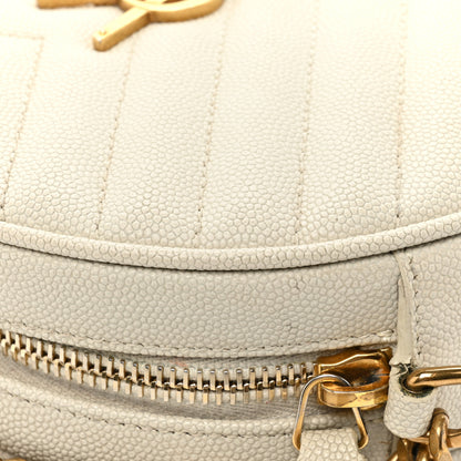 Saint Laurent Grain De Poudre Matelasse Chevron Quilted Round Vinyle Camera Bag Crema Soft 14 of 15