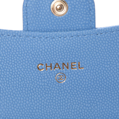 Chanel Caviar Chevron Quilted Card Holder Blue 6 of 9