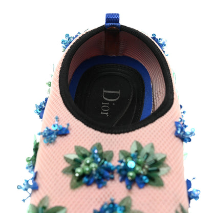 Christian Dior Technical Canvas Embellished Dior Fusion Sneakers 37.5 Pink Blue 9 of 11