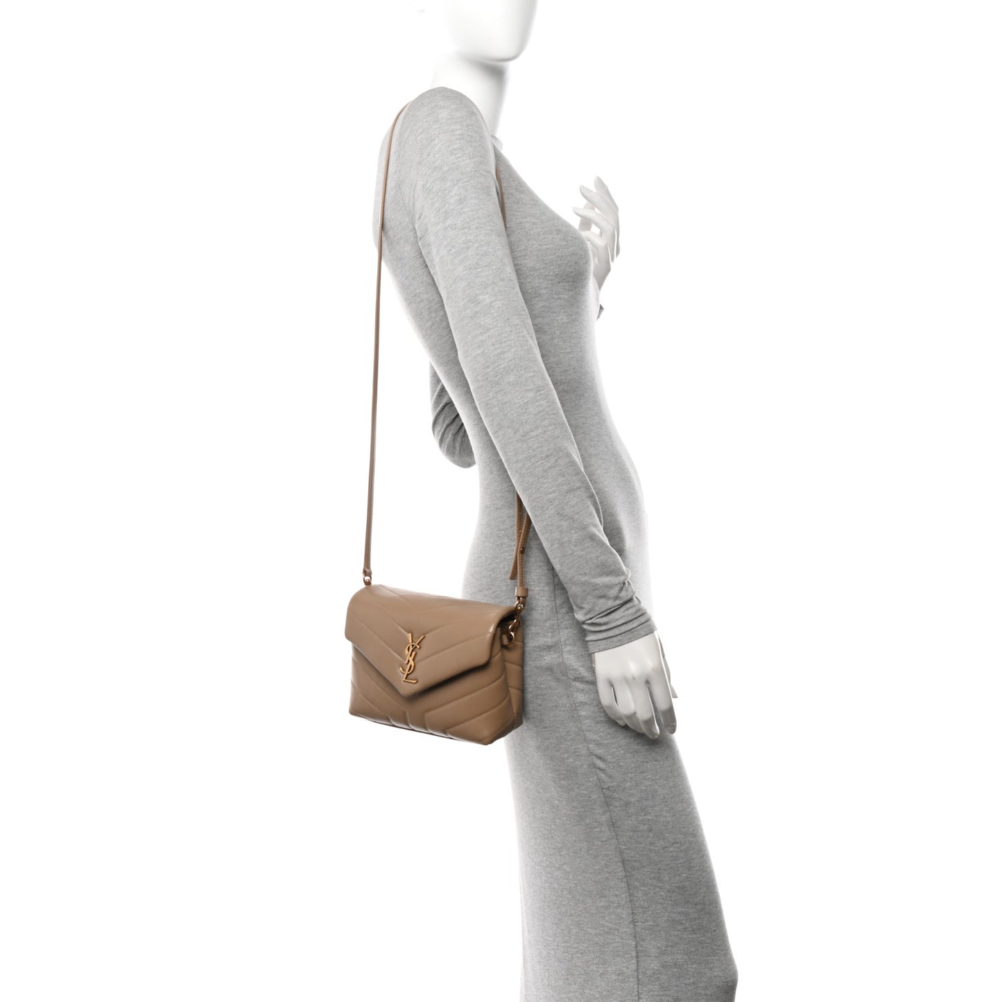Calfskin Y Quilted Monogram Toy Loulou Crossbody Bag Latte
