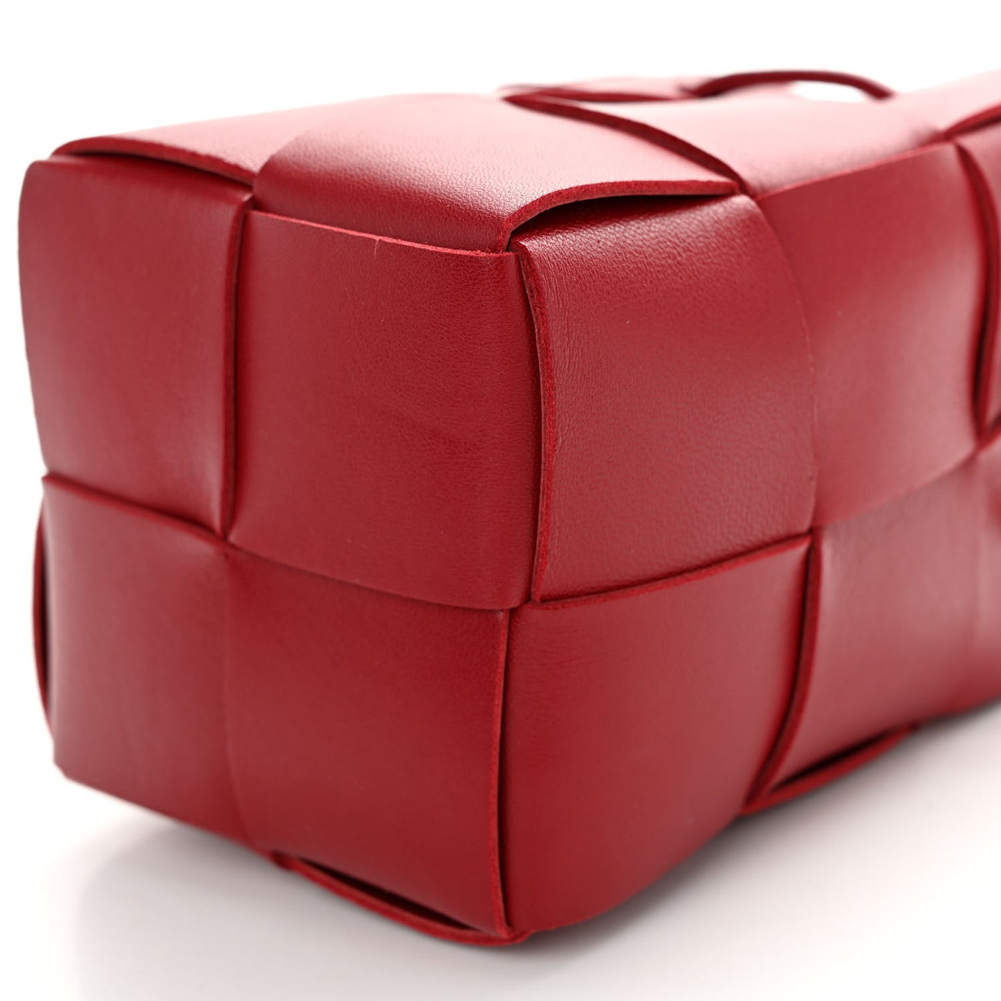 Nappa Maxi Intrecciato Mini Cassette Bucket Bag Dark Red