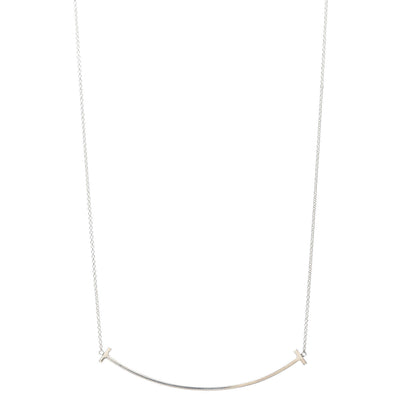 Tiffany Sterling Silver Large T Smile Pendant Necklace 1 of 5