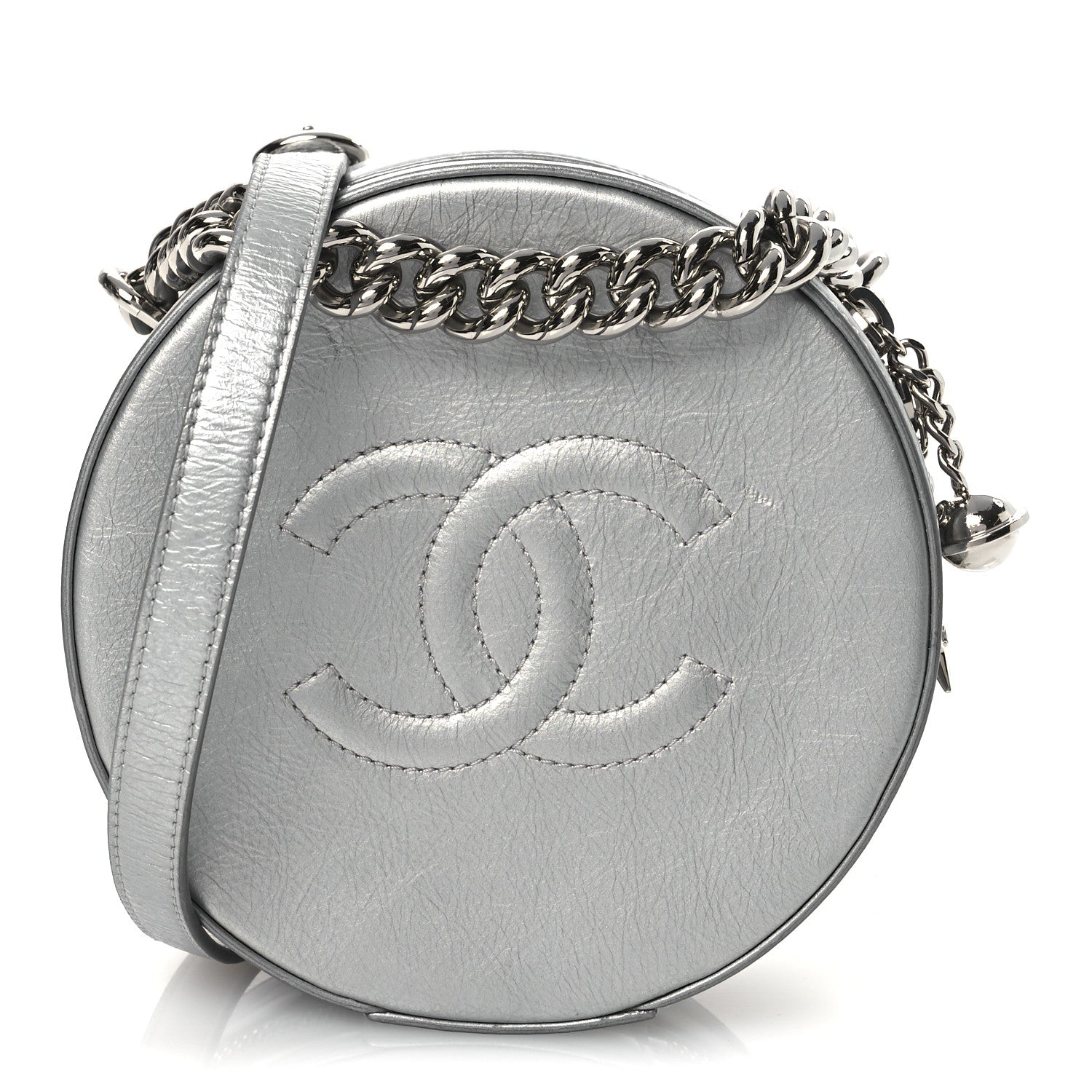 Chanel Metallic Glazed Calfskin Round As Earth Evening Bag Silver 1 of 14
