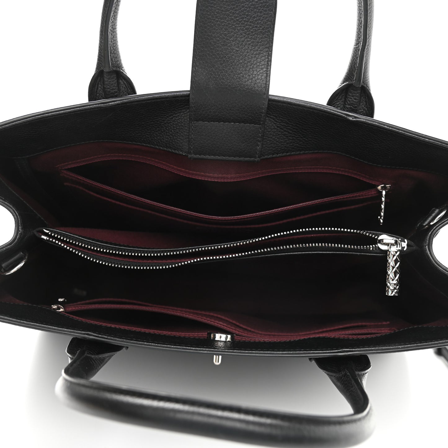 Grained Calfskin Medium Neo Executive Shopper Tote Black