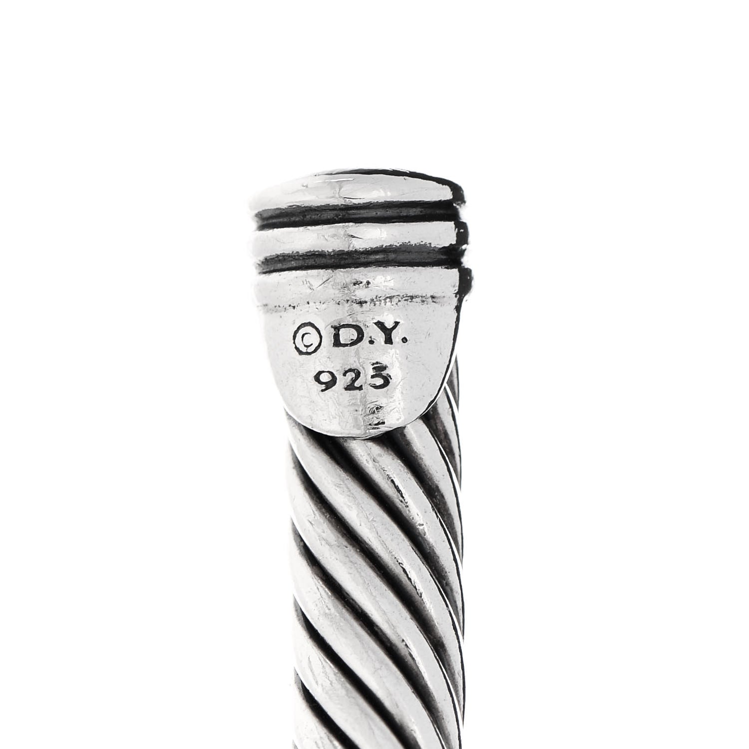 David Yurman Sterling Silver 18K White Gold Diamond 4mm Cable Classics Station Bracelet 3 of 3