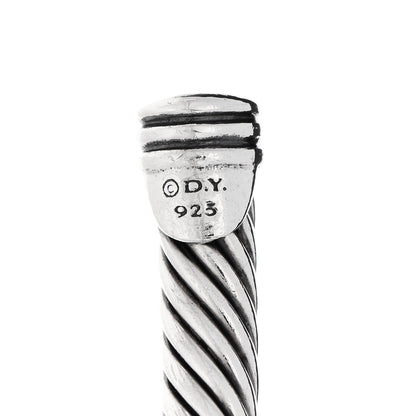 David Yurman Sterling Silver 18K White Gold Diamond 4mm Cable Classics Station Bracelet 3 of 3