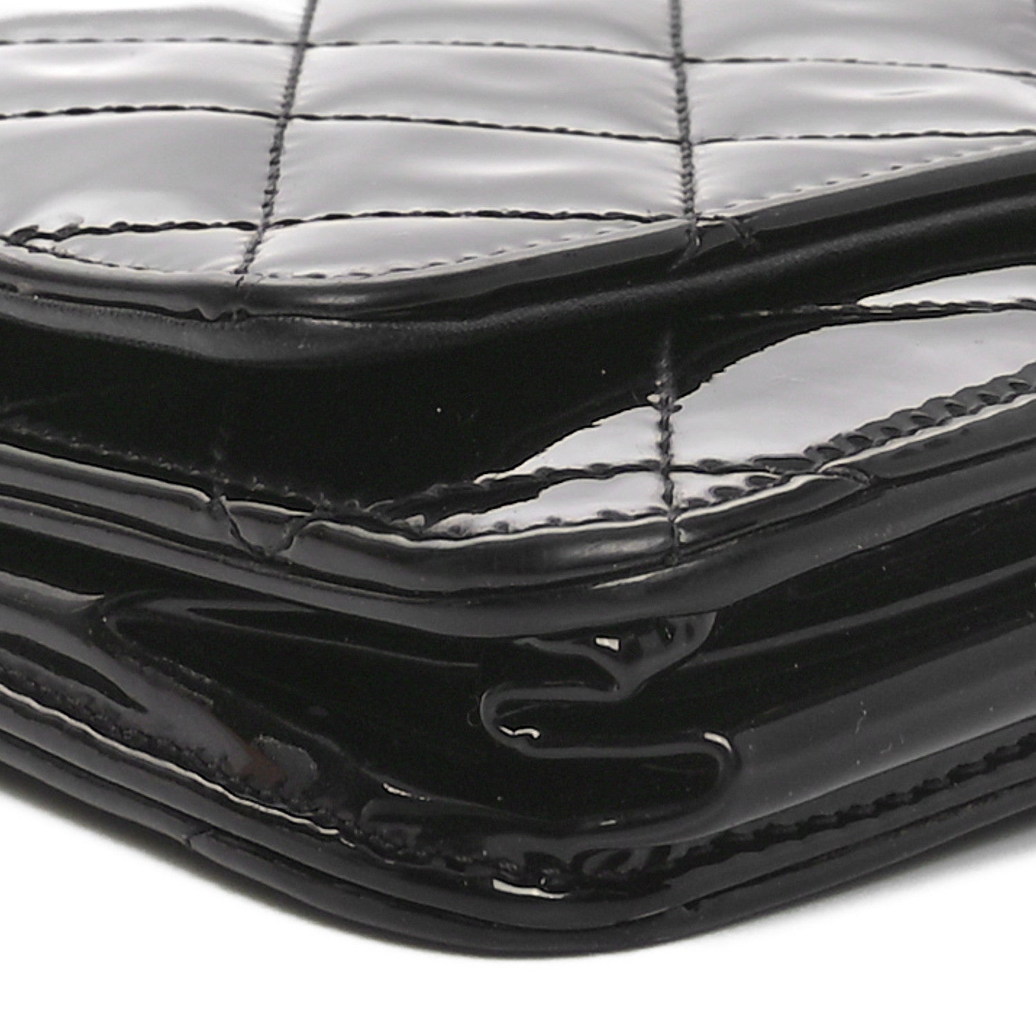 Chanel Patent Quilted Wallet On Chain WOC Black 10 of 13