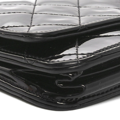 Chanel Patent Quilted Wallet On Chain WOC Black 10 of 13