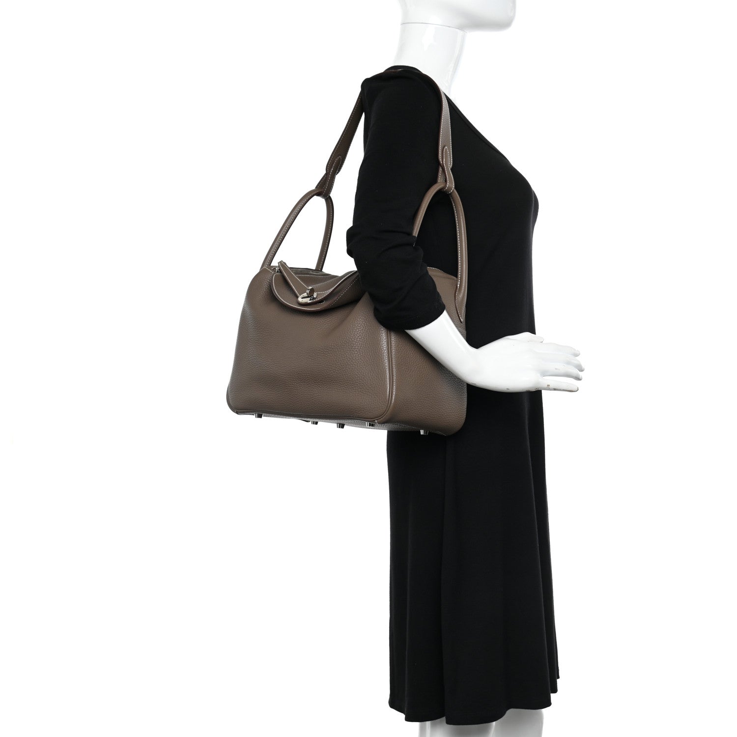 Hermes Taurillon Clemence Lindy 30 Etoupe 2 of 10