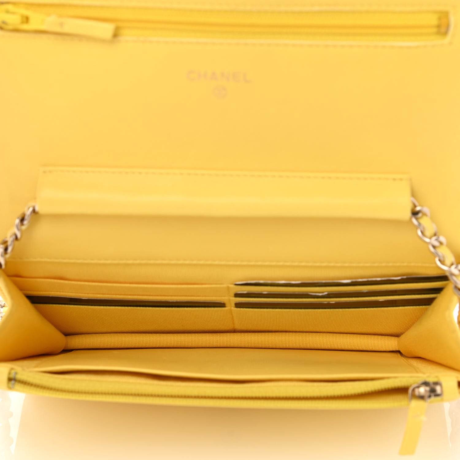 Chanel Lambskin Quilted Wallet on Chain WOC Yellow 5 of 13