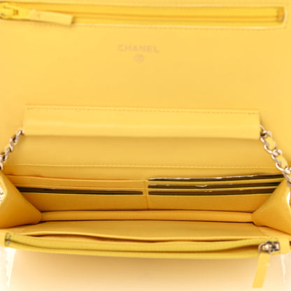 Chanel Lambskin Quilted Wallet on Chain WOC Yellow 5 of 13