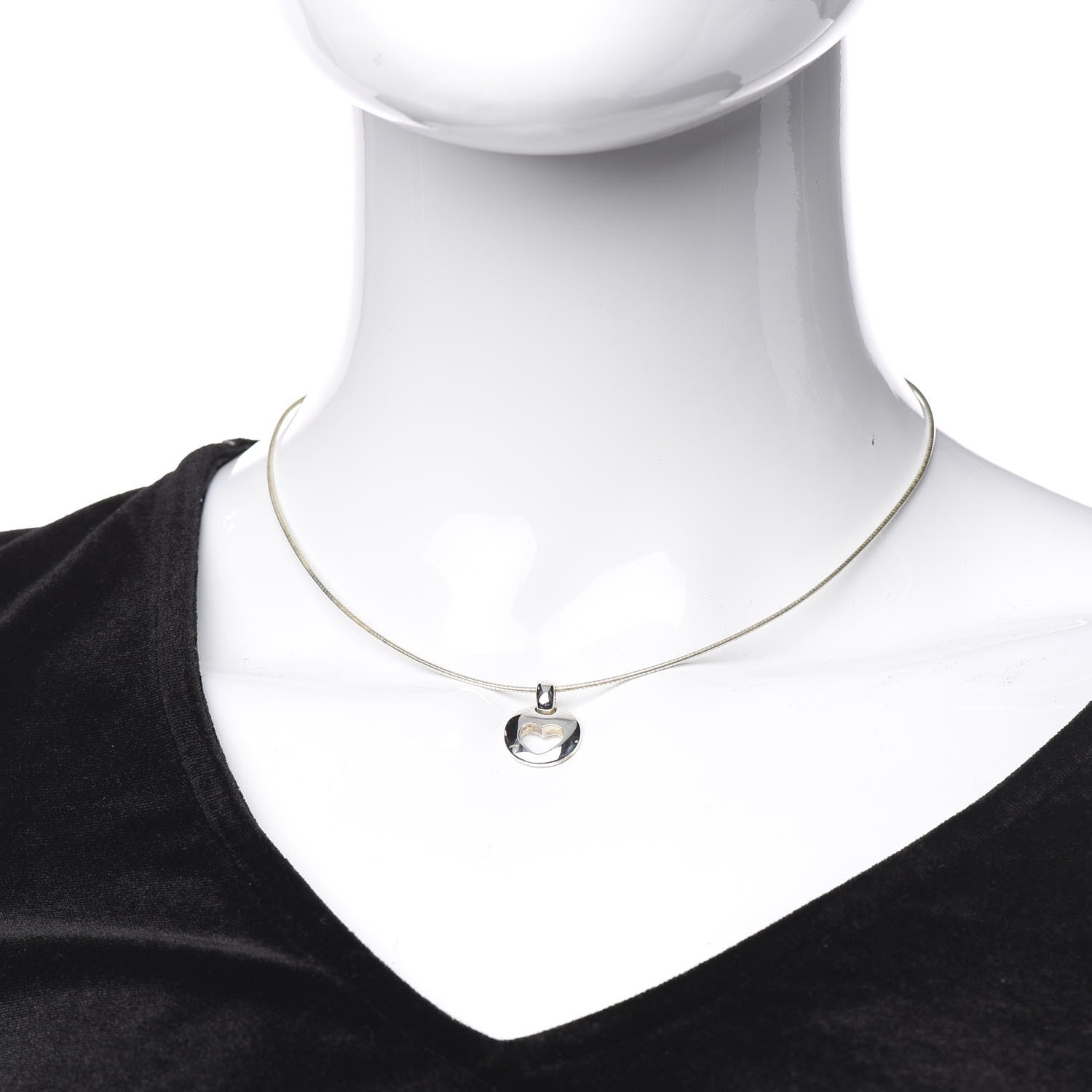 Tiffany Sterling Silver Heart Wire Pendant Necklace 2 of 7
