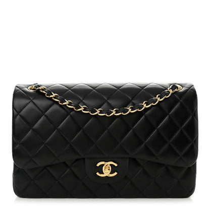 Chanel Lambskin Quilted Jumbo Double Flap Black 1 of 14
