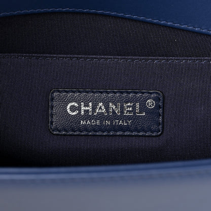 Chanel Calfskin Painted Chevron Embossed Medium Boy Flap Navy 6 of 11