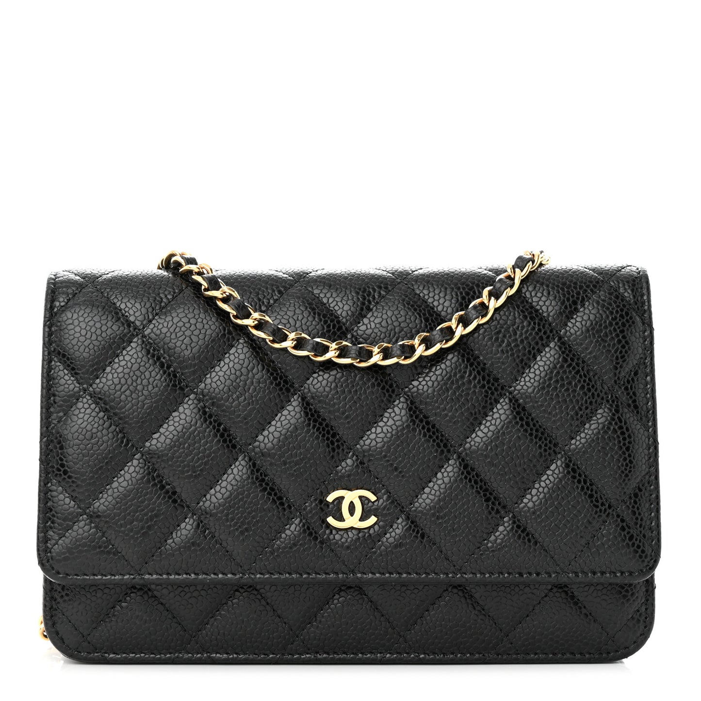 Caviar Quilted Wallet on Chain WOC Black