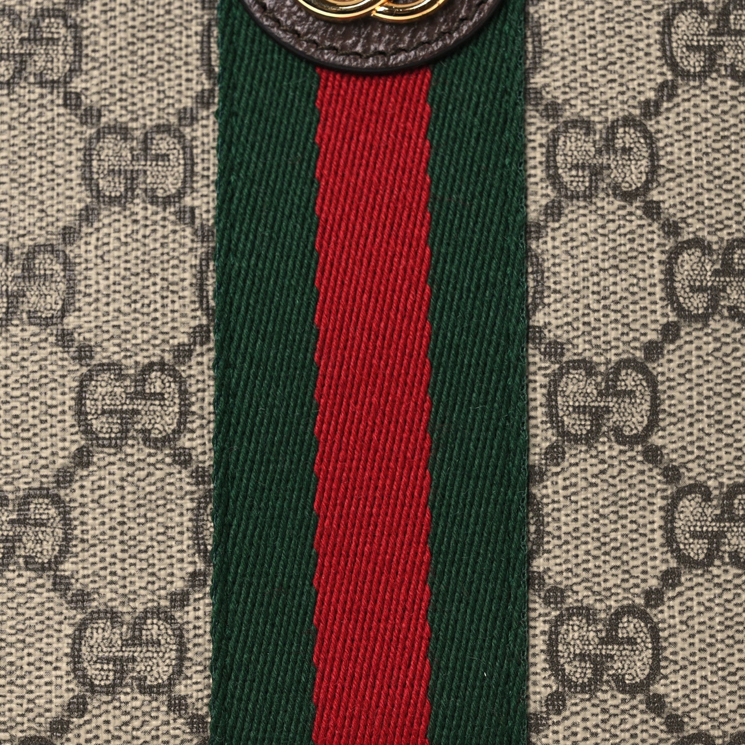 Gucci GG Supreme Monogram Textured Calfskin Web Large Ophidia Cosmetic Case Beige Ebony New Acero 8 of 11