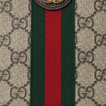 Gucci GG Supreme Monogram Textured Calfskin Web Large Ophidia Cosmetic Case Beige Ebony New Acero 8 of 11