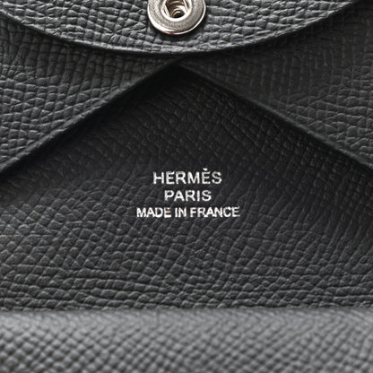 Hermes Epsom Calvi Duo Card Case Black 6 of 7