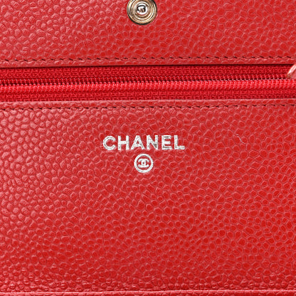 Chanel Caviar Quilted Wallet On Chain WOC Dark Red 6 of 13