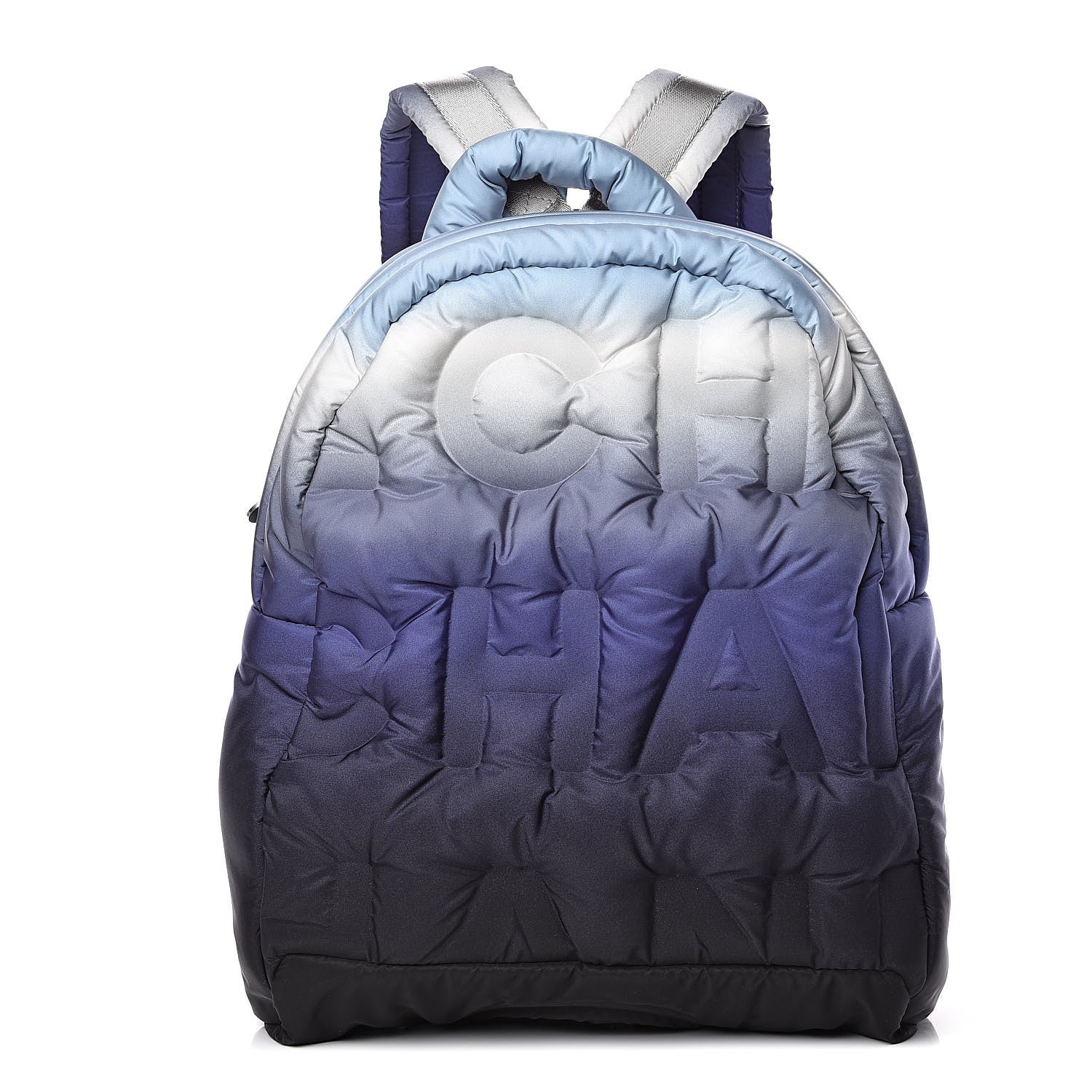 Chanel Nylon Embossed Small Doudoune Backpack Black Blue White 1 of 8