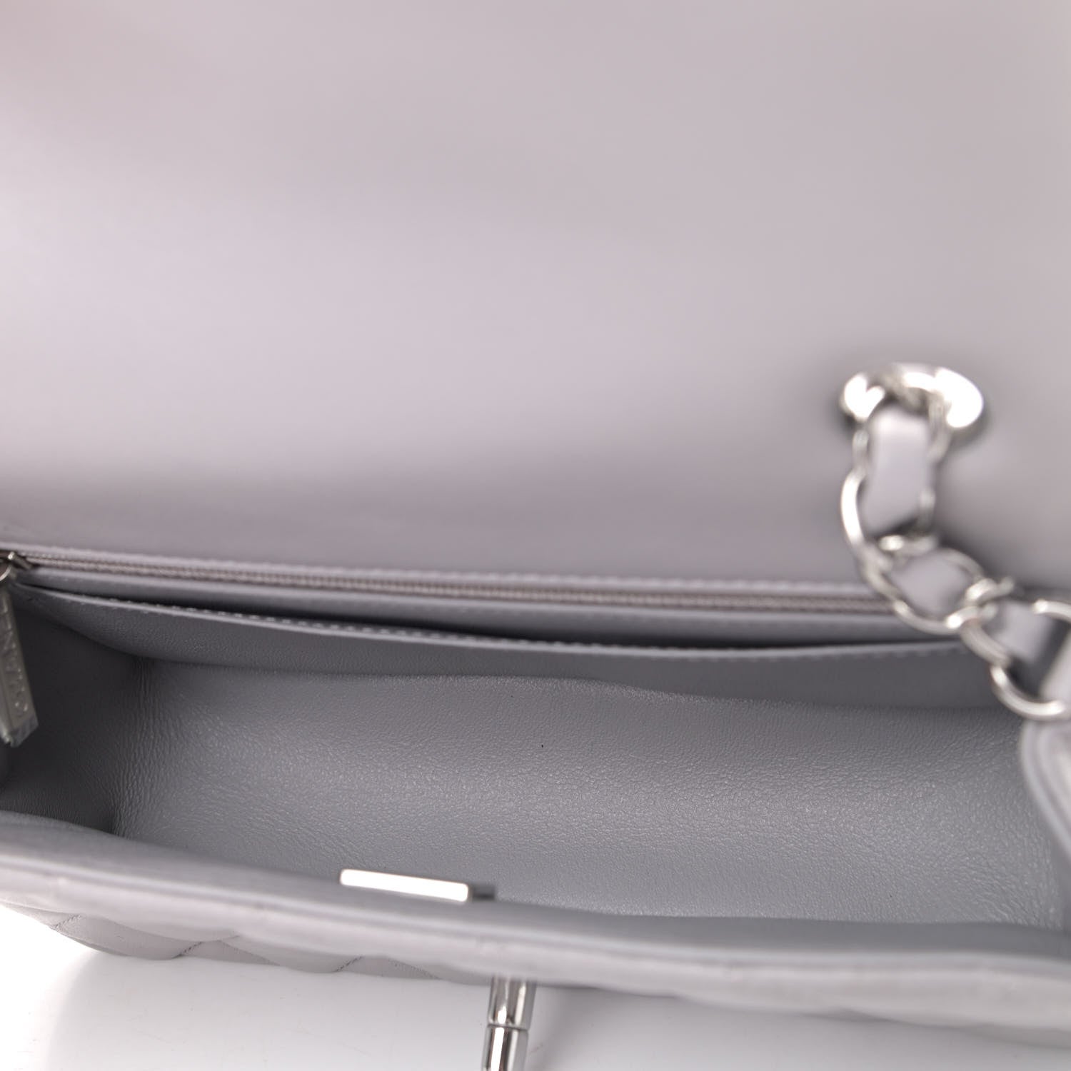 Chanel Lambskin Quilted Mini Rectangular Flap Grey 4 of 4