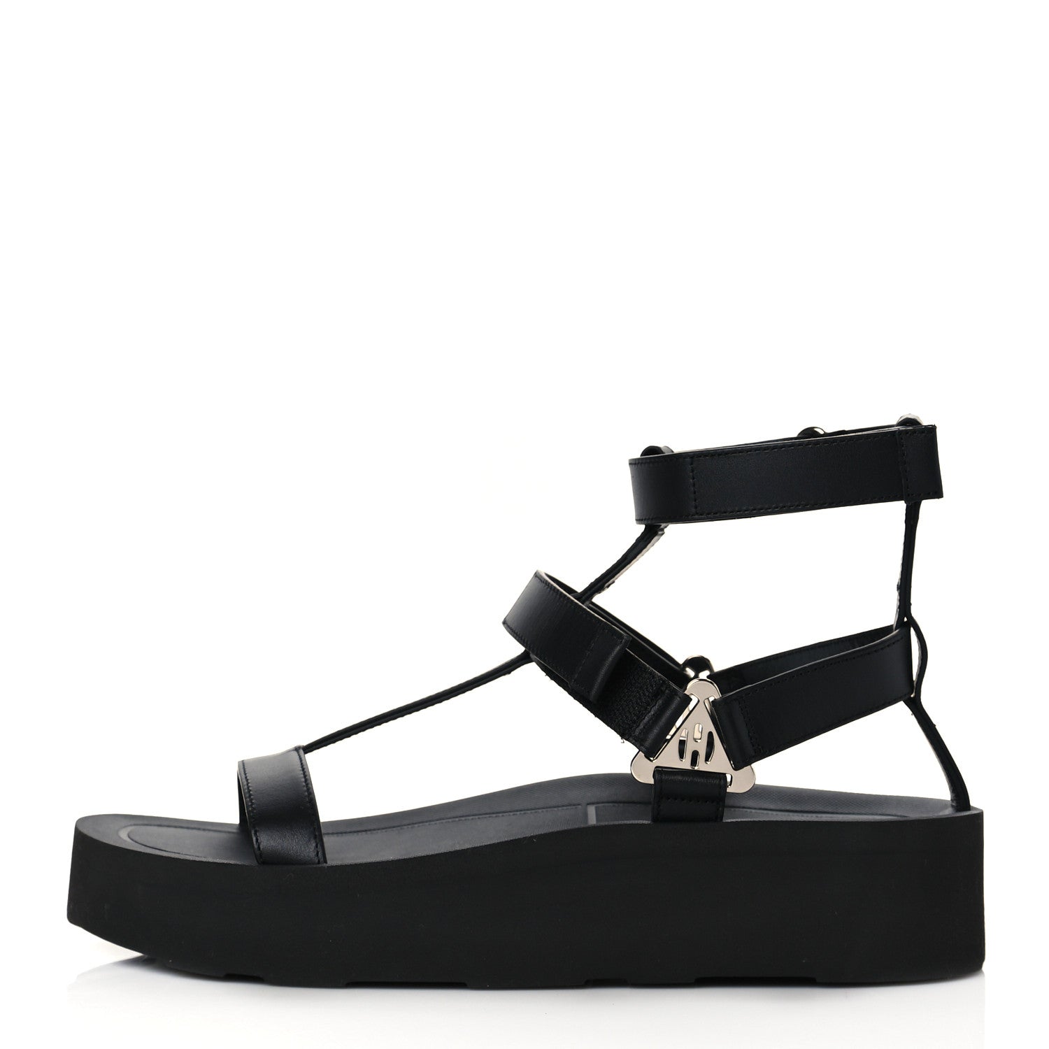 Hermes Calfskin Womens Enid Sandals 40 Black 1 of 8