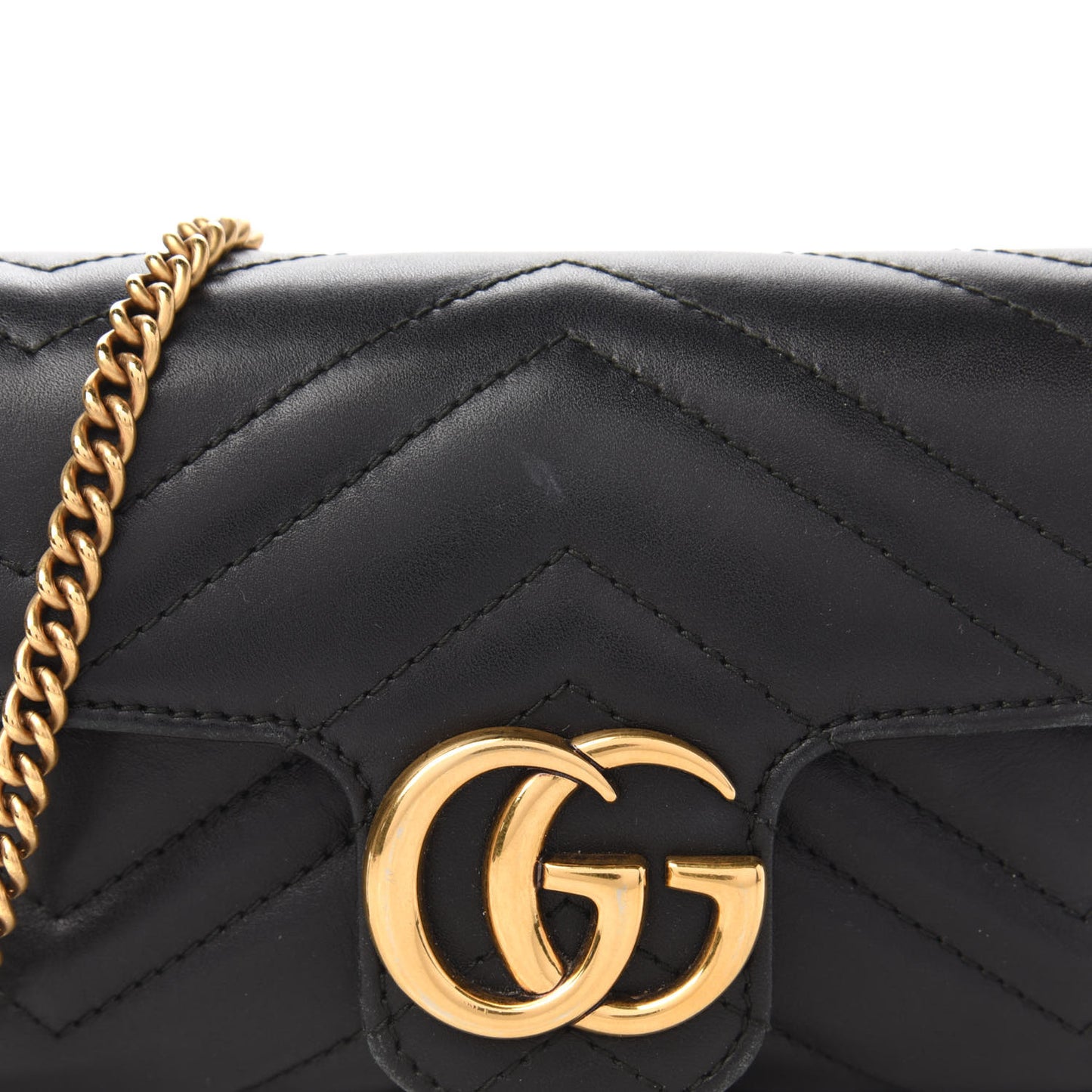 Calfskin Matelasse Super Mini GG Marmont Shoulder Bag Black