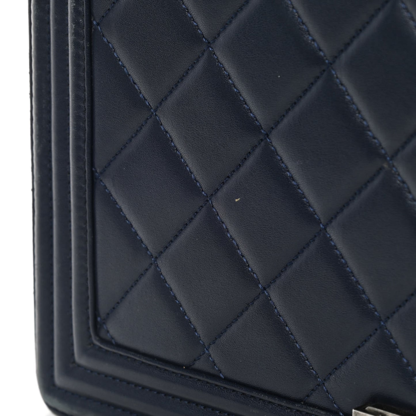 Lambskin Quilted Large Boy Flap Navy