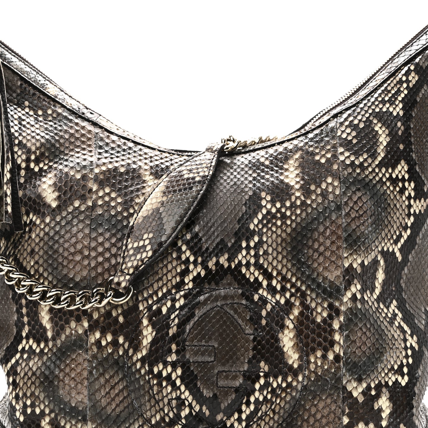 Python Medium Soho Chain Hobo Beige