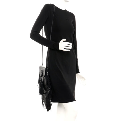 Saint Laurent Lambskin Fringe Small Anita Crossbody Bag Black 2 of 7