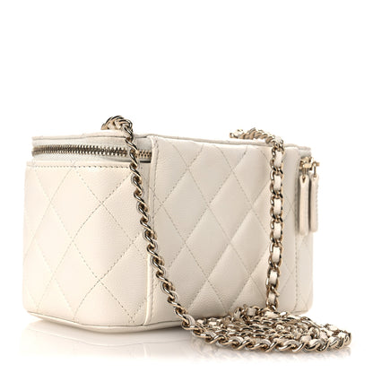 Chanel Caviar Quilted Crystal Hearts Small Vanity Case With Chain White 3 of 15