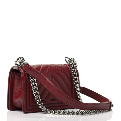 Chanel Caviar Chevron Quilted Small Boy Flap Burgundy 3 of 9
