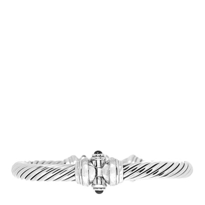 David Yurman Sterling Silver Diamond Hampton Blue Topaz 7mm Cable Buckle Bracelet 2 of 5