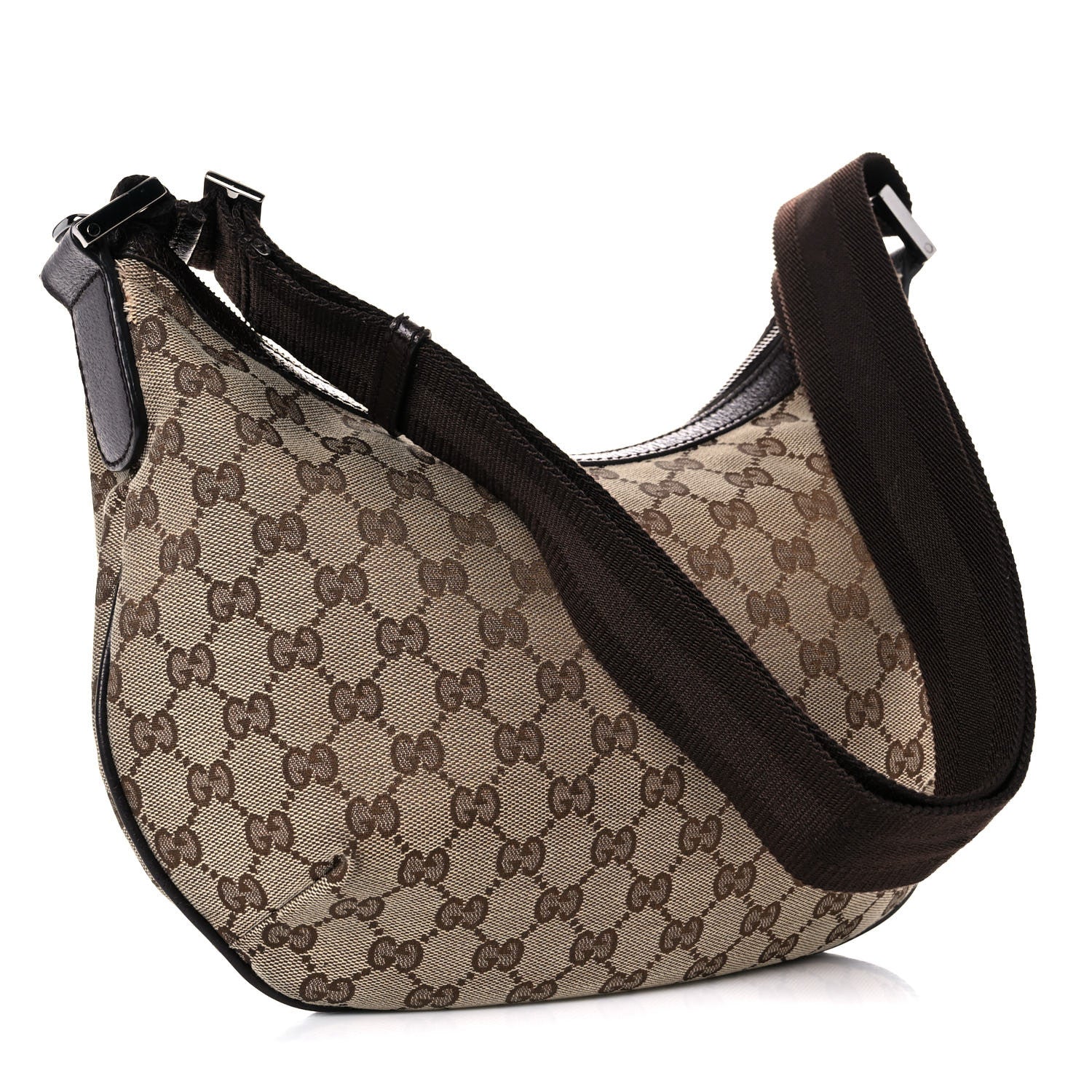 Gucci Monogram Medium Half Moon Hobo Dark Brown 2 of 21