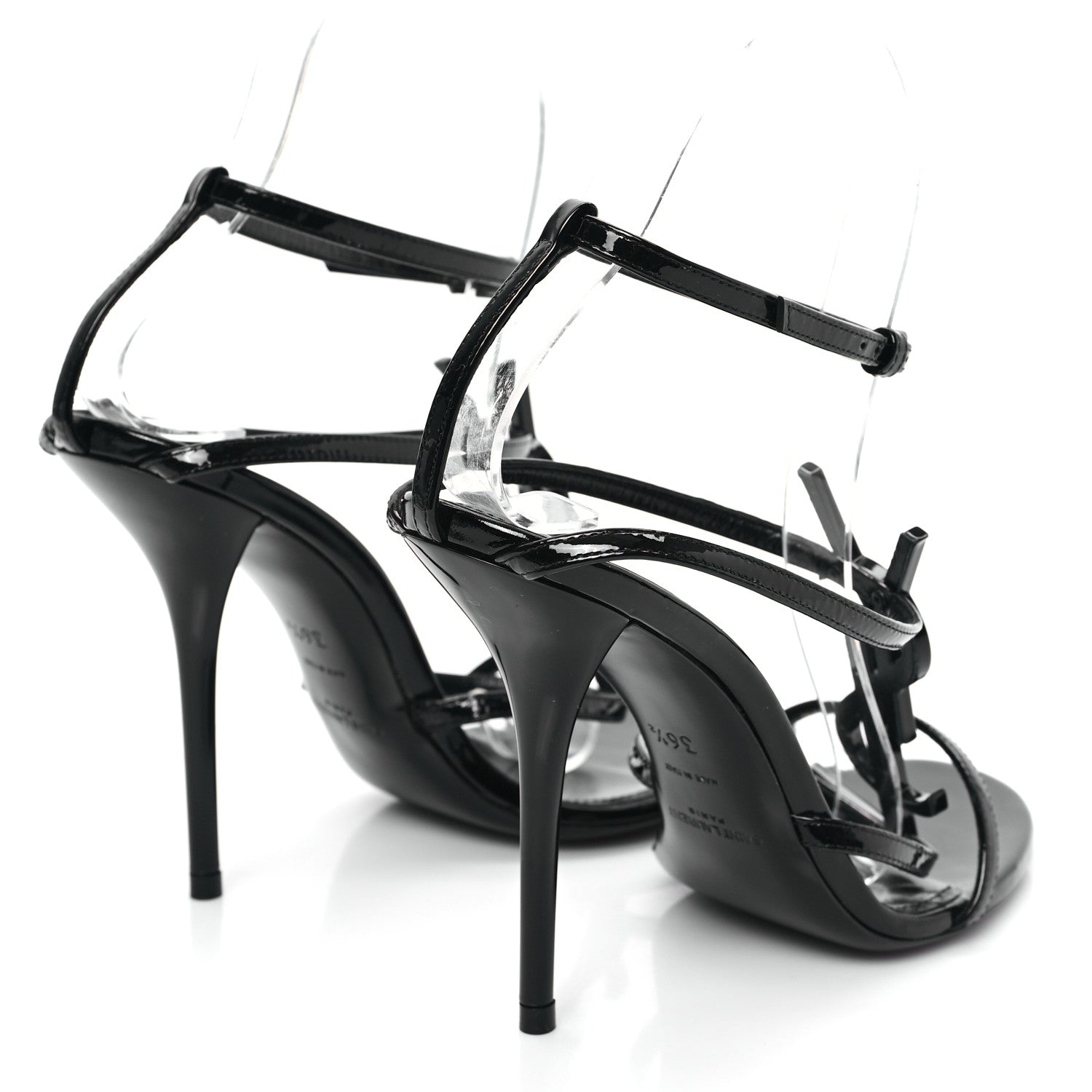Saint Laurent Patent Cassandra 100 Ankle Strap Sandals 36.5 Black 4 of 8