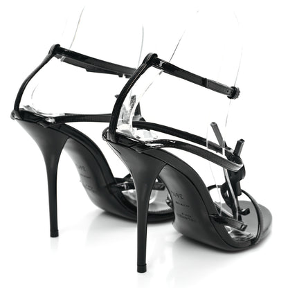 Saint Laurent Patent Cassandra 100 Ankle Strap Sandals 36.5 Black 4 of 8