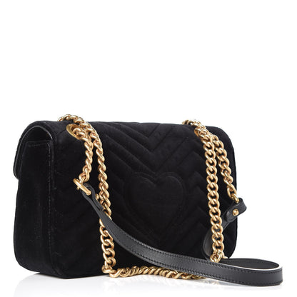 Gucci Velvet Matelasse Small GG Marmont Shoulder Bag Black 3 of 7
