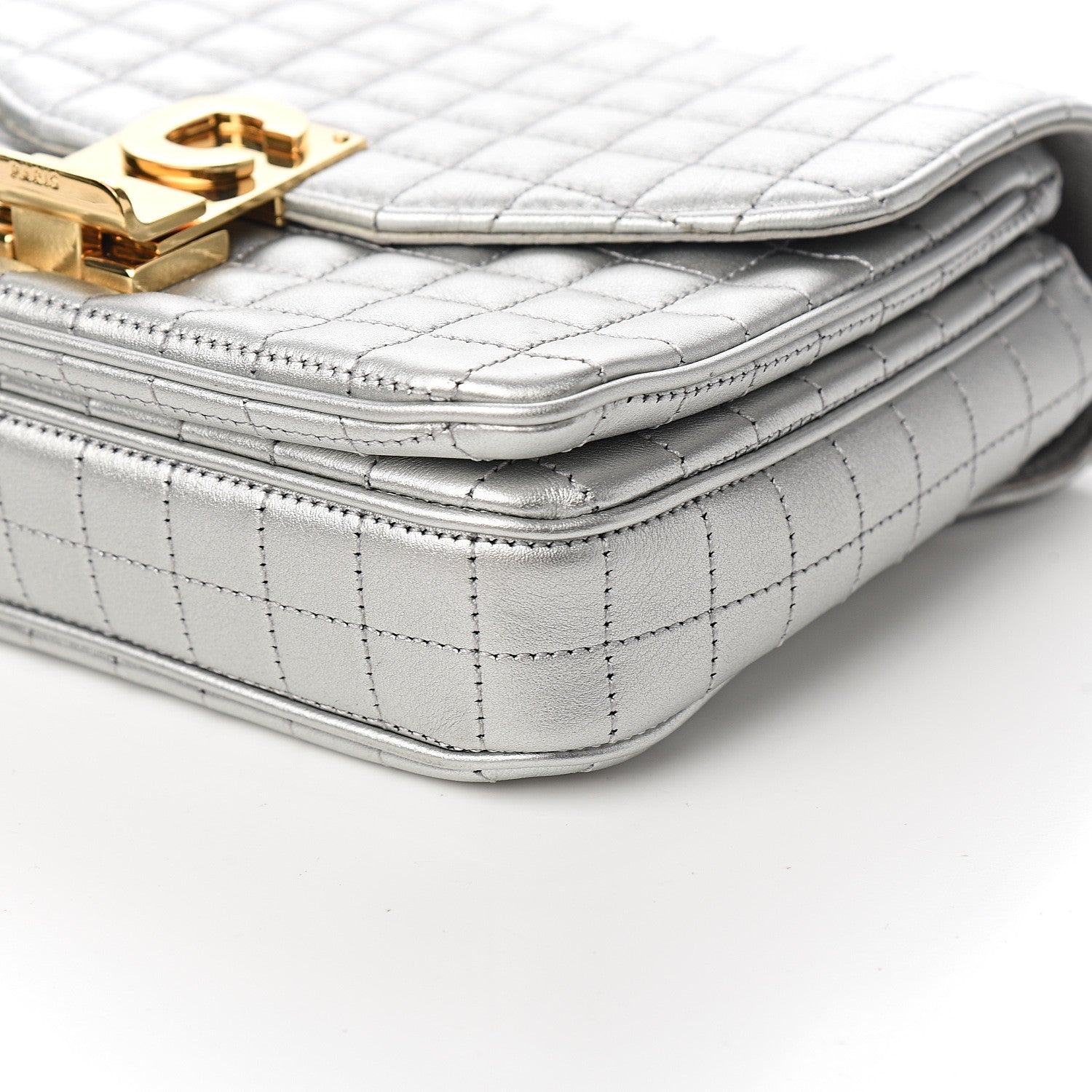 Celine Laminated Calfskin Quilted Medium C Bag Silver 7 of 10